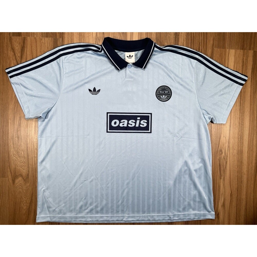 adidas x Oasis Tour Jacquard Jersey Size 2XL Men's Loose Fit Blue KT3436